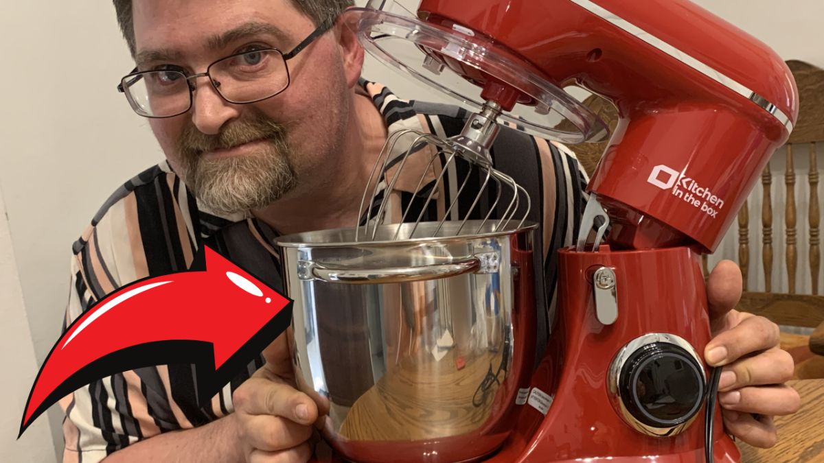 Man showing the Kitchen in the Box Stand Mixer